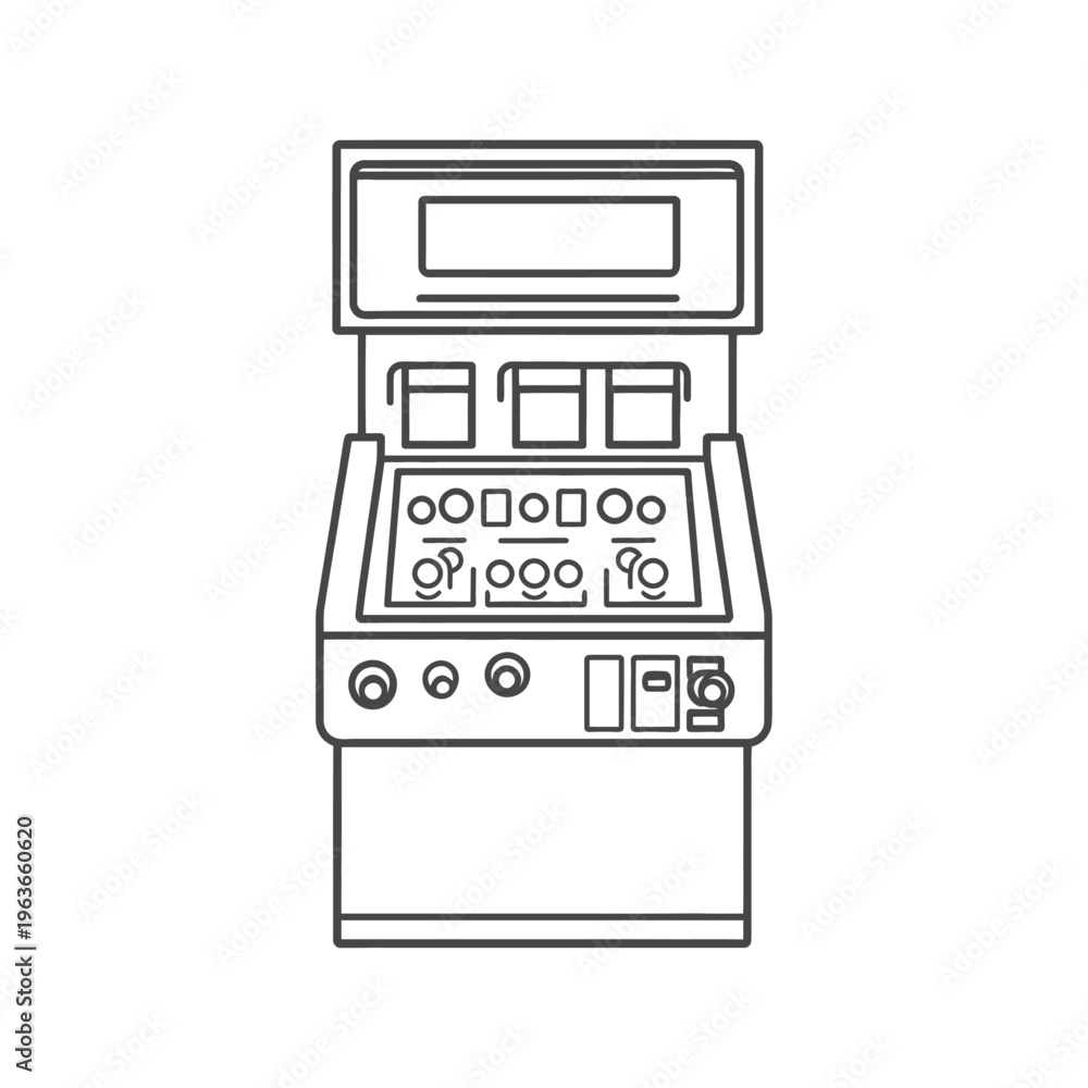 Fototapeta premium Simple outlined illustration of a classic electronic gaming machine