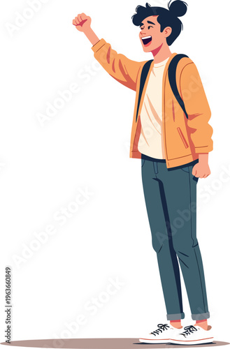 uomo o donna ragazzo o ragazza euforico vincita bello festa , balla o si sente bene vettoriale