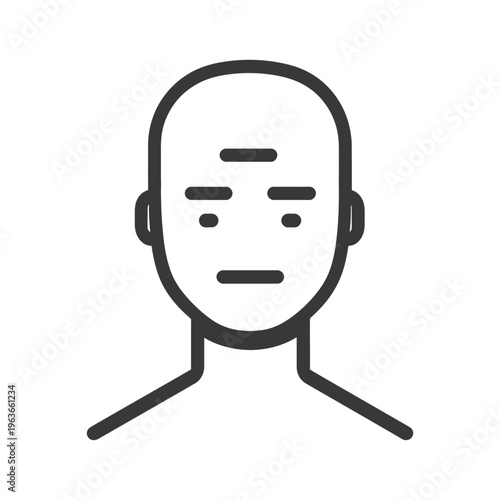 A minimalistic linear illustration of a human face and shoulders