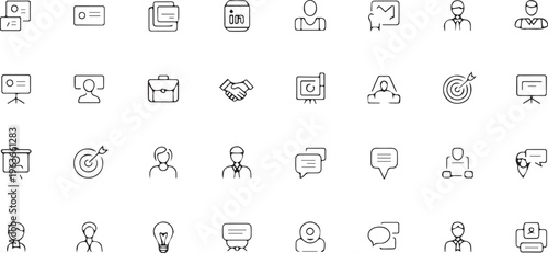Business Communication Icons, Modern Line Style, Vector Graphics, 25 Editable Elements