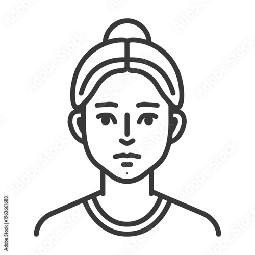 A simplified illustration of a person with a neutral expression