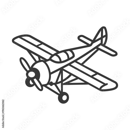 A simple vector illustration depicting a small propellor driven aircraft