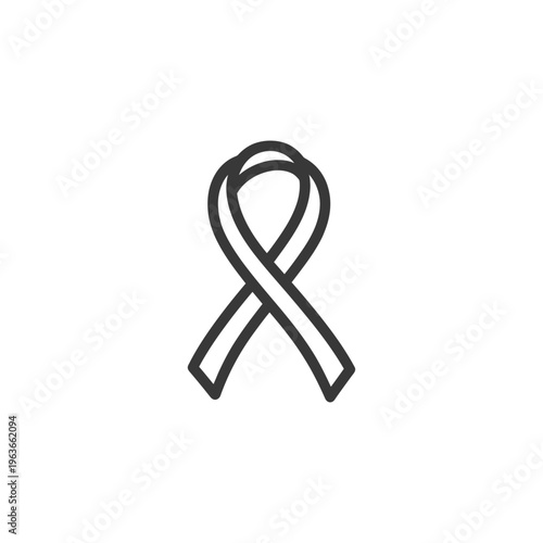 A simple linear black ribbon displayed against a white background