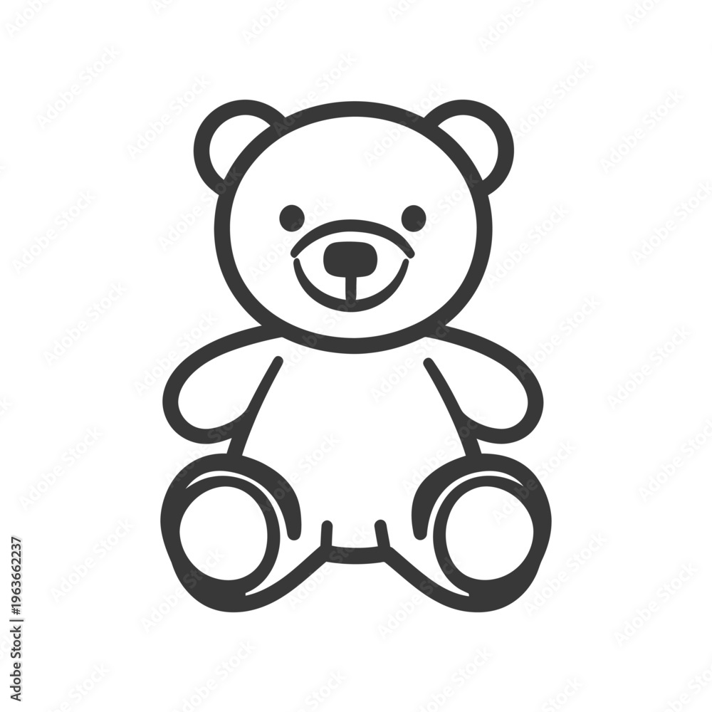 Obraz premium A Simple Black Line Drawing of a Teddy Bear
