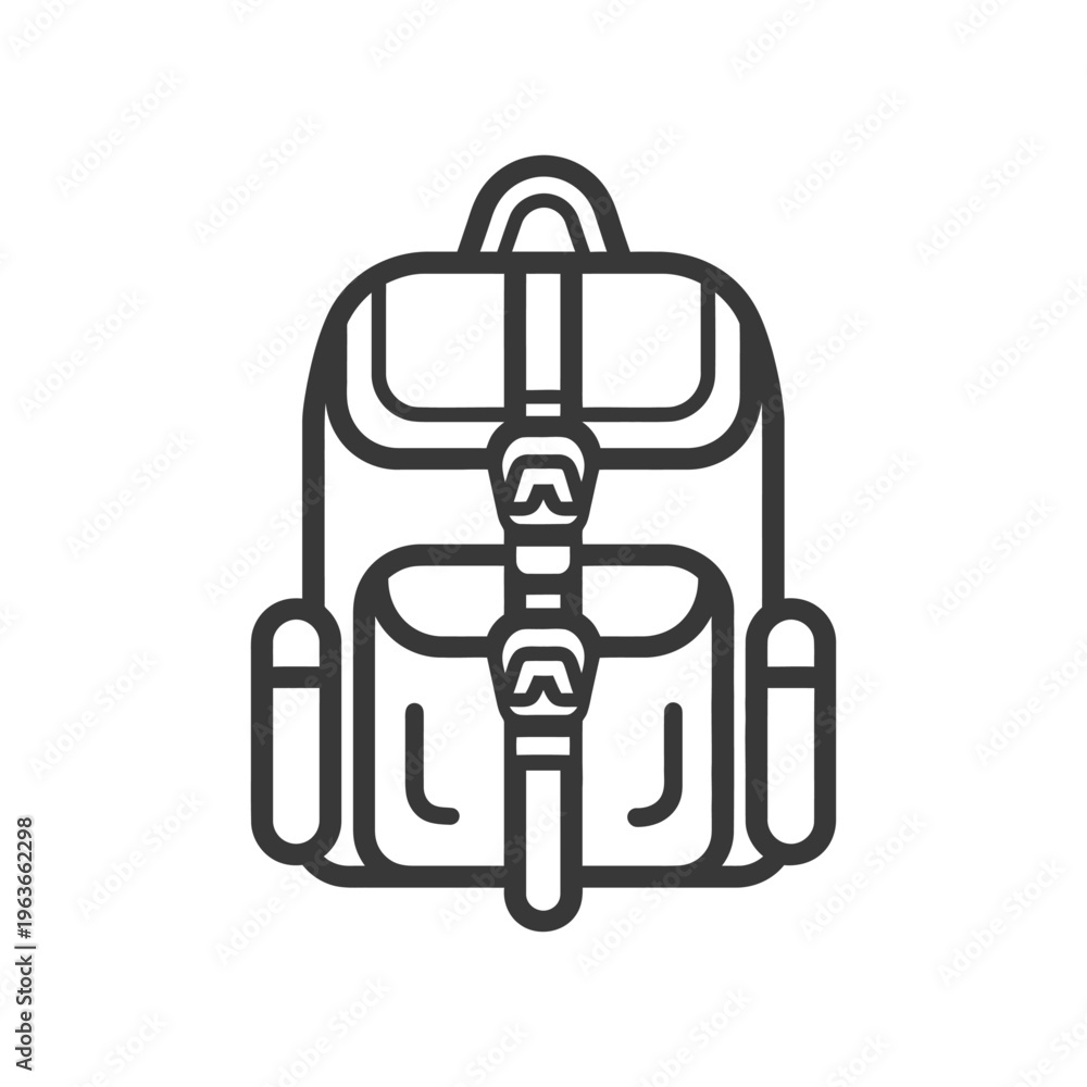 Fototapeta premium A simple line illustration depicts a filled backpack design