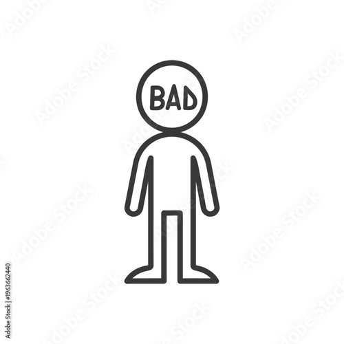 A stick figure illustration depicting negativity and undesirable traits