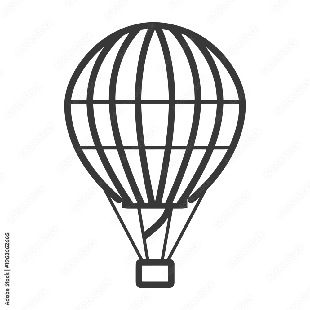 Naklejka premium A simple line illustration of a hot air balloon in flight