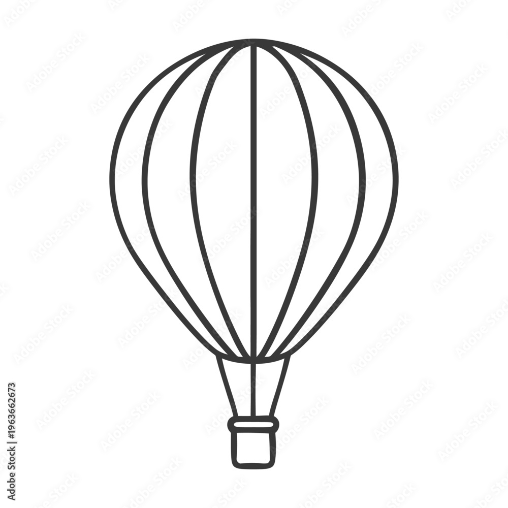Naklejka premium Illustration shows a stylized hot air balloon against white background