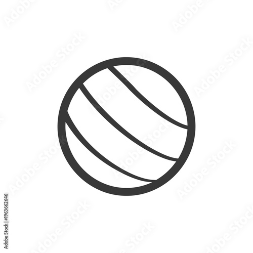 A black and white illustration of a striped circular object