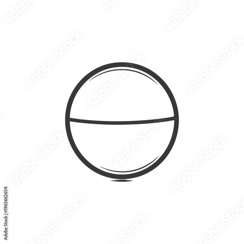 A simple black and white illustration of a split circular object