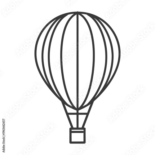 A simple outline of a hot air balloon floating upwards