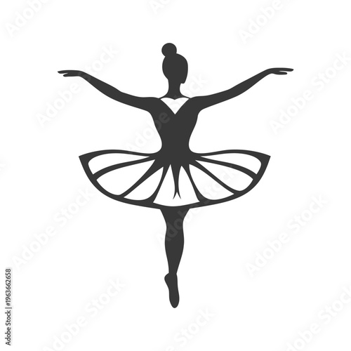 Silhouette illustration of a female ballerina in ballet dance