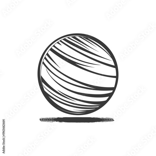 A simple abstract drawing of a sphere with textured lines