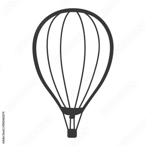 A simple illustration of a hot air balloon on a white background