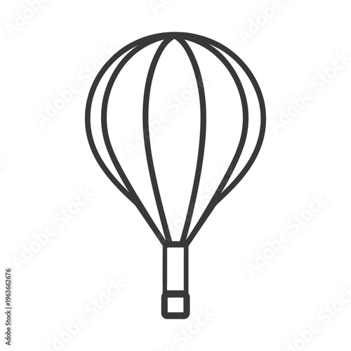 A stylized black and white image of a hot air balloon