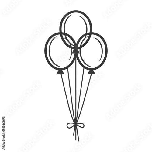 A Simple Black Line Drawing Depicting Three Balloons