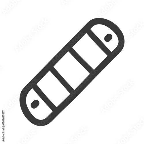 Simple black and white icon depicting a long rectangular shape