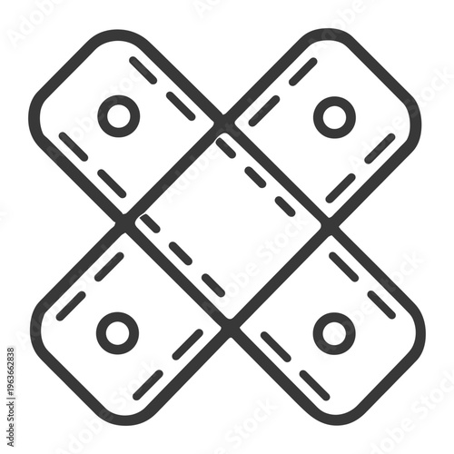Four Rectangular Bandages Overlapping in a Cross Shape