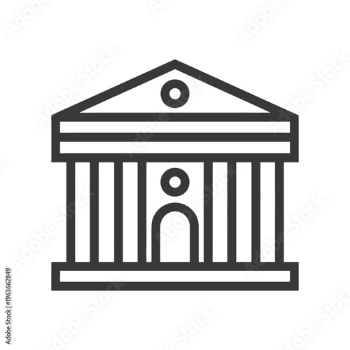 Simple monochrome illustration of a public building structure