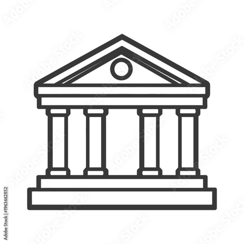 A detailed black and white illustration of a building facade