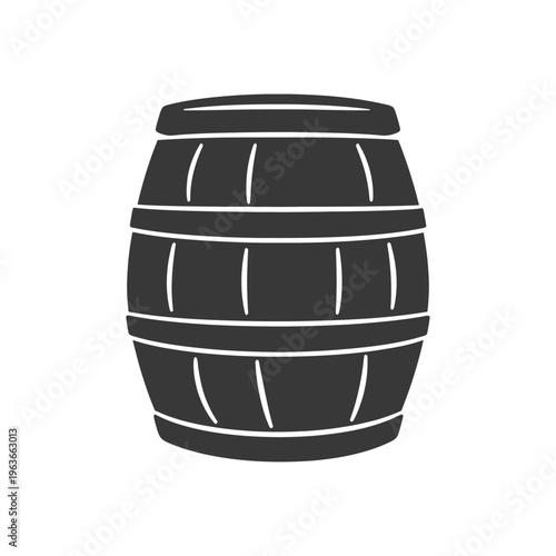 A simple illustration showing a wooden barrel with white outlines