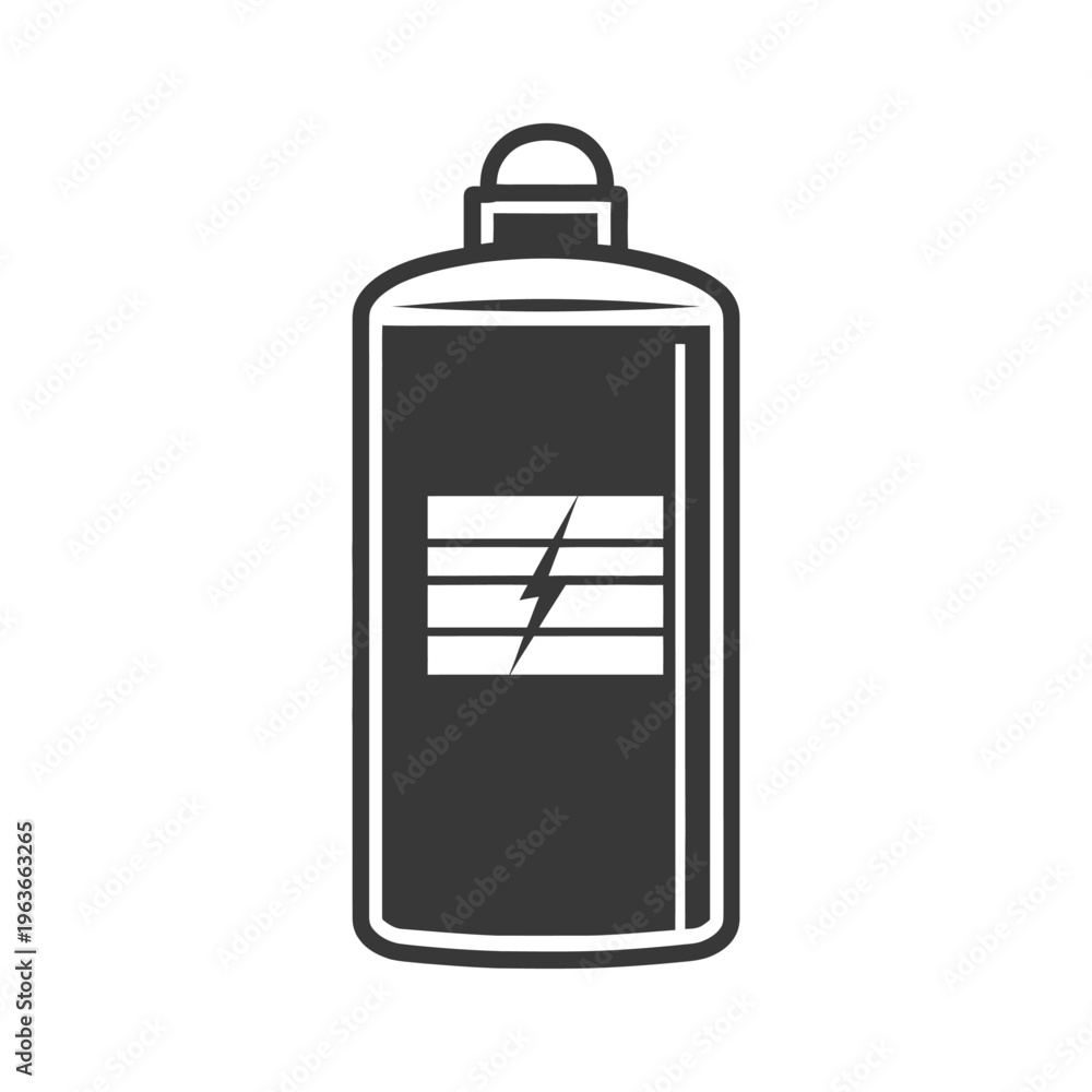 Fototapeta premium A black and white illustration depicting a battery icon for power