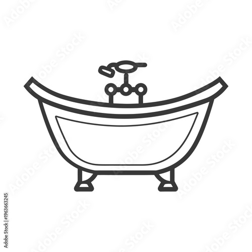 A simple graphic illustration depicting an elegant bathtub design