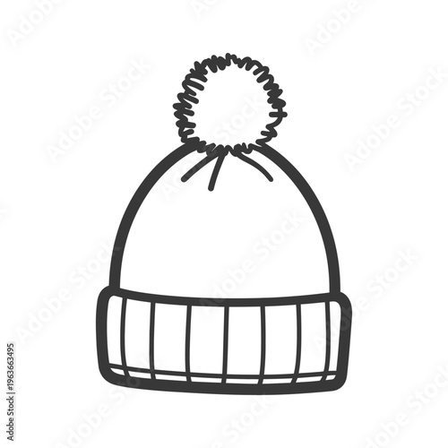 A simple outlined image of a winter style knit cap