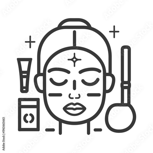 A vector illustration of a woman undergoing a facial treatment procedure