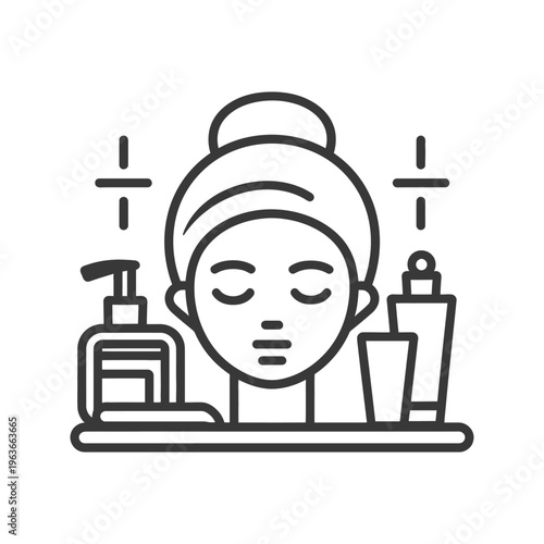 A calm face with beauty products ready for application