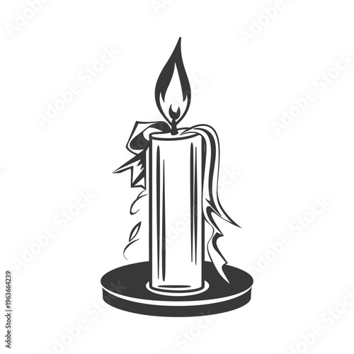 A Simple Black And White Illustration Of A Burning Candle