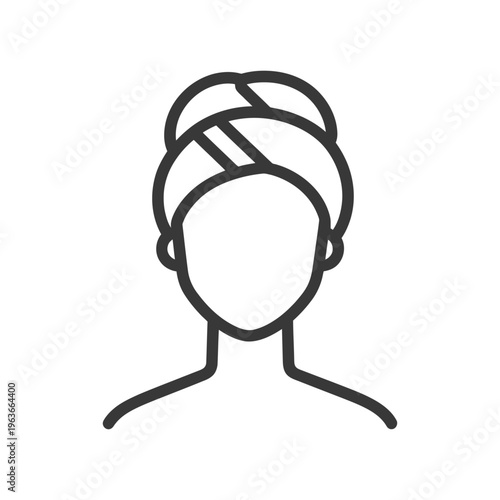 A simple line drawing of a person wearing a towel