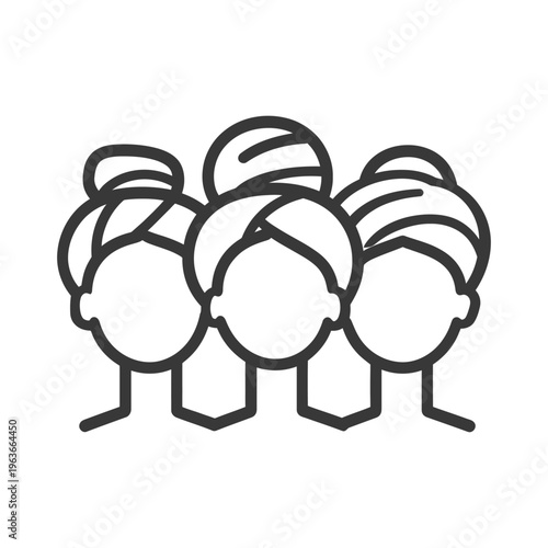 Three stylized women are depicted wearing hair towels in the image