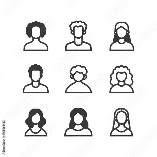 Collection of vector graphic illustrations depicting diverse human individuals