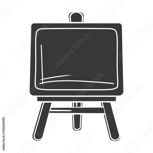 Simple monochrome illustration of an artists easel stand and board