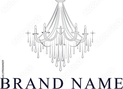 A luxurious chandelier logo with a brand name on a white background