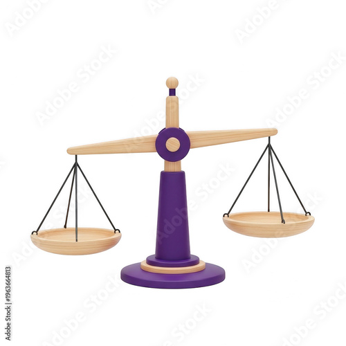 A balanced scale depicting justice and equality with purple accents