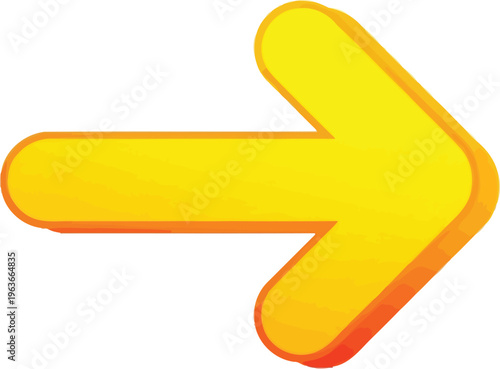 Bright yellow three dimensional arrow points horizontally to the right side indicating clear.