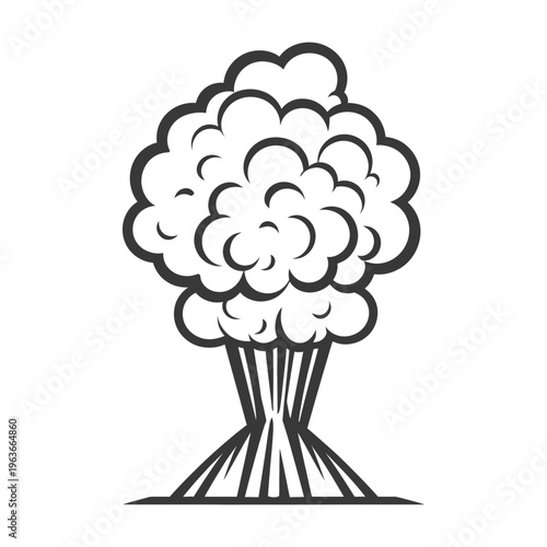 A simple illustration depicting an erupting volcano with smoke