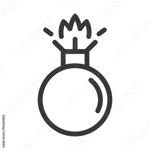 A simple line drawing of a bomb with ignited fuse