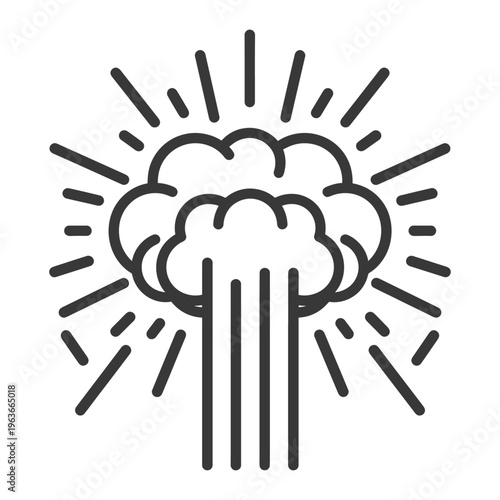 Illustration depicting an explosion with radiant bursts and rising smoke