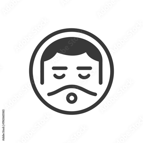 A simple black and white icon of a male face
