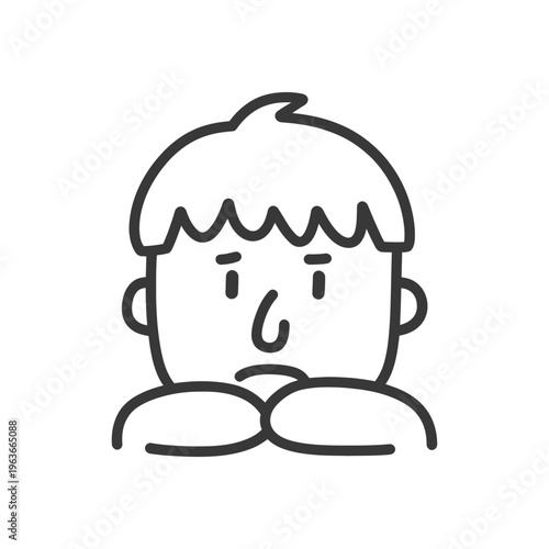 A stylized illustration of a person with a sad expression