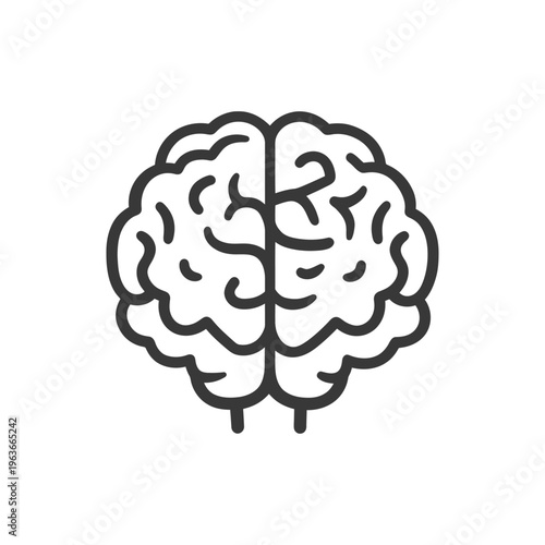 A simple monochrome line drawing representing a human brain