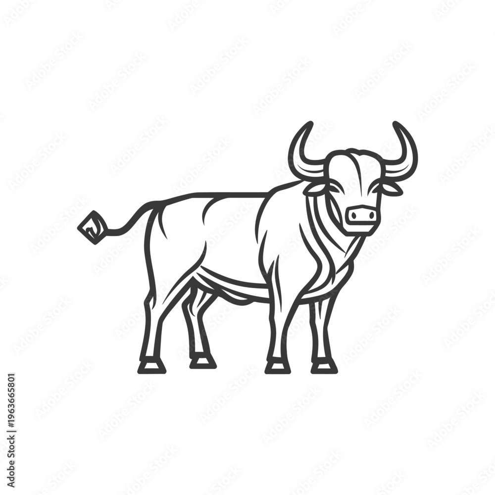 Fototapeta premium A detailed illustration of a powerful bull standing on its legs