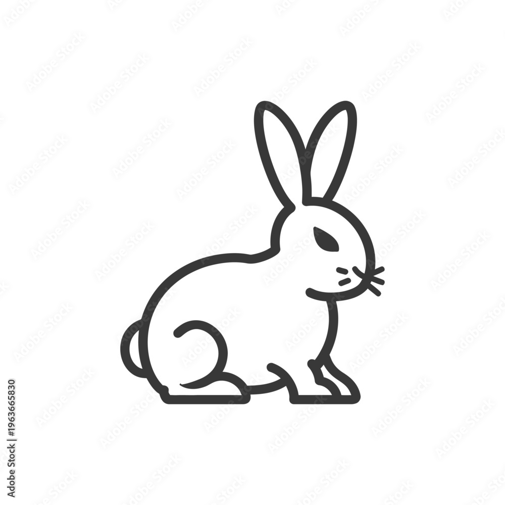 Obraz premium A simple black and white illustration of a rabbit animal