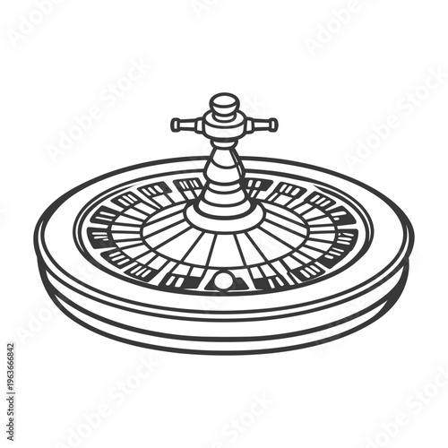 An illustration depicting a casino roulette wheel ready for a game