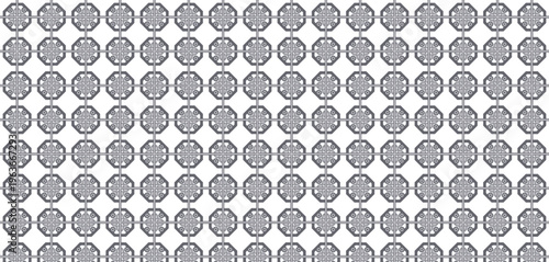 Seamless geometric abstract pattern with octagonal grid in white and gray, modern decorative tile texture background