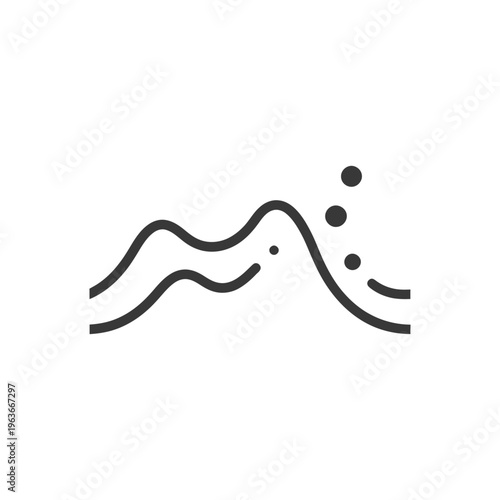 A simplistic graphic of mountains and rising bubbles from below