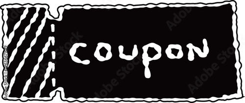 Hand-drawn black filled coupon ticket illustration - bold doodle style